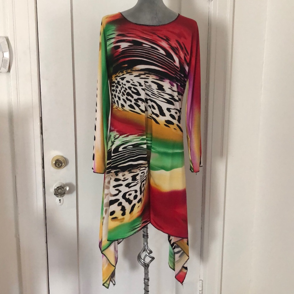 Animal print and multicolored dress long sleeves